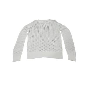 White Open Knit Pointelle Sweater XL Sheer Balletcore Coastal Layering Top
